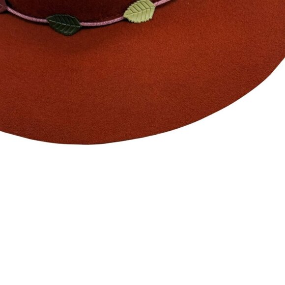 Vintage Banash Womens Hat 100 Wool Burnt Orange Leaves Packable - Picture 5 of 7